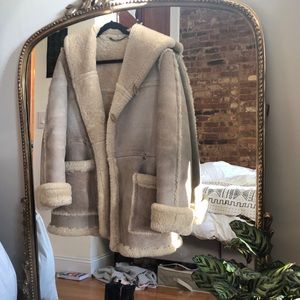 Genuine vintage shearling bomber jacket / coat